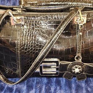 Black Guess Crocodile-Embossed Women's Bag